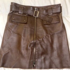 Bui by Barbara Bui Brown Leather Skirt!